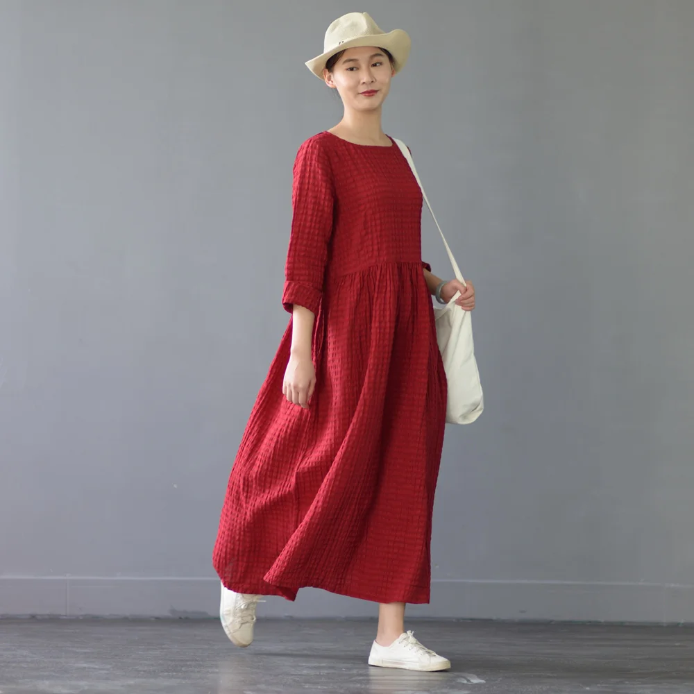 Платье SCUWLINEN весна лето 2020 винтажное платье с длинным рукавом и 0 вырезом