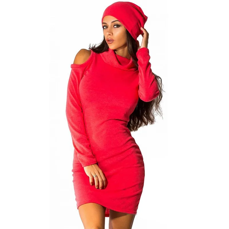 2017 Осень-зима платье теплый Высокий воротник рукав летучая мышь Повседневное