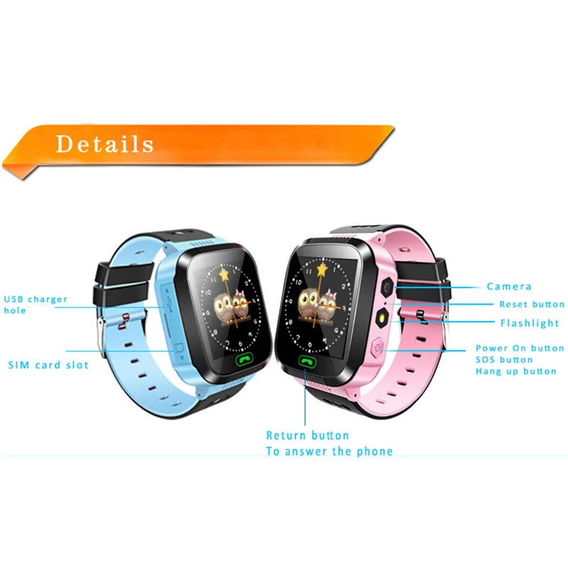 Q02 Детские умные часы с SOS Камера Сенсорный экран освещения телефон