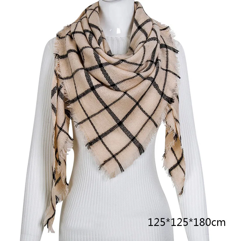 B14 Горячая Распродажа, Модный зимний шарф, Женские повседневные шарфы, Дамское Клетчатое одеяло, кашемировый треугольный шарф,, Прямая поставка - Цвет: B14