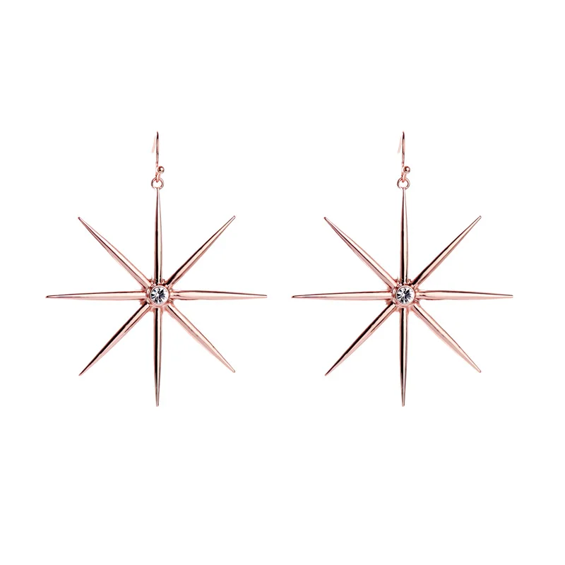 Rose Gold Color Kiss Me, 3 цвета, звезда, блестящий кристалл, подвеска, висячие серьги, простой стиль, женские серьги для женщин, подарок, аксессуары - Окраска металла: Rose Gold Color