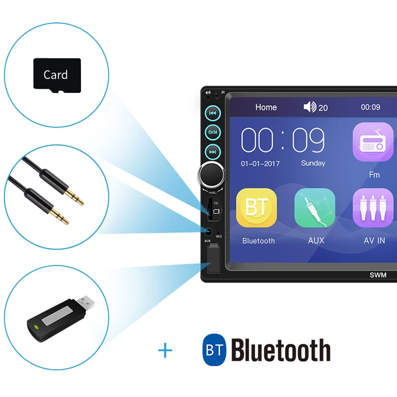 7 дюймовый автомобильный Bluetooth плеер 2 Din радиоприемник Авторадио Mp5 гарнитура