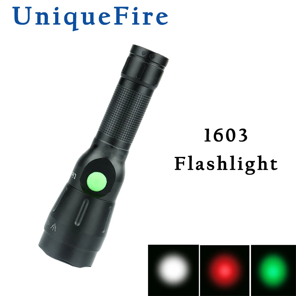 

UniqueFire 1603 38mm Lens XRE Portable LED Flashlight Zoomable Lanterna Rechargeable Torch Lighting 4 Modes Light For Hunting