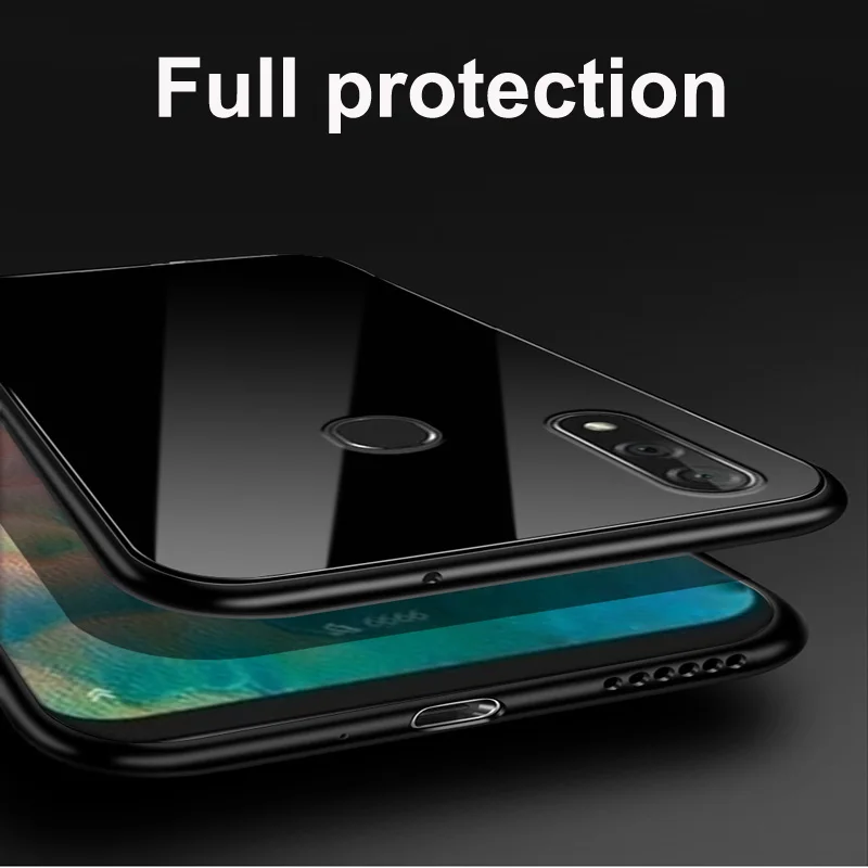 Чехол для zte blade V10, черный чехол из закаленного стекла, мягкая рамка, чехол для zte blade V10 V1000, стеклянный жесткий чехол s V 10, оболочка, funda