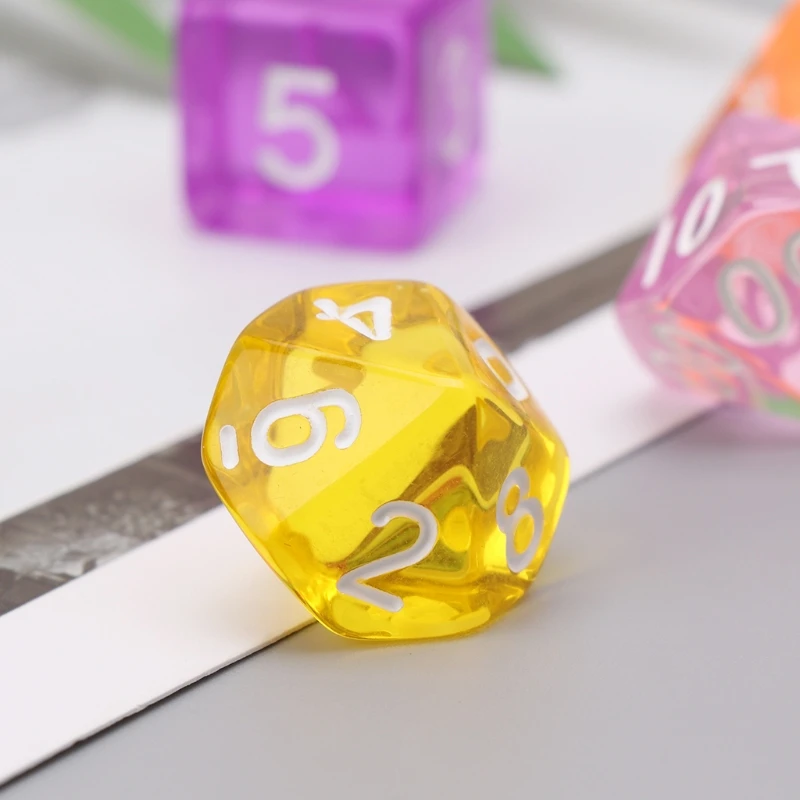 7 шт./компл. многогранные кости красочные акриловые D4 D20 цифровые игральные