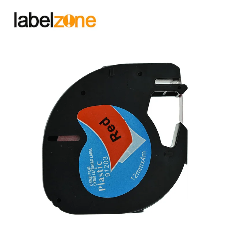LABELZONE черный на красном 12 мм * 4 м 91203 этикетка совместимый с Dymo Letratag принтеры LT91203