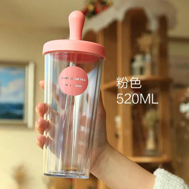 Двойные стенки пластиковые чашки и кружки Bpa бесплатно бутылка для воды с