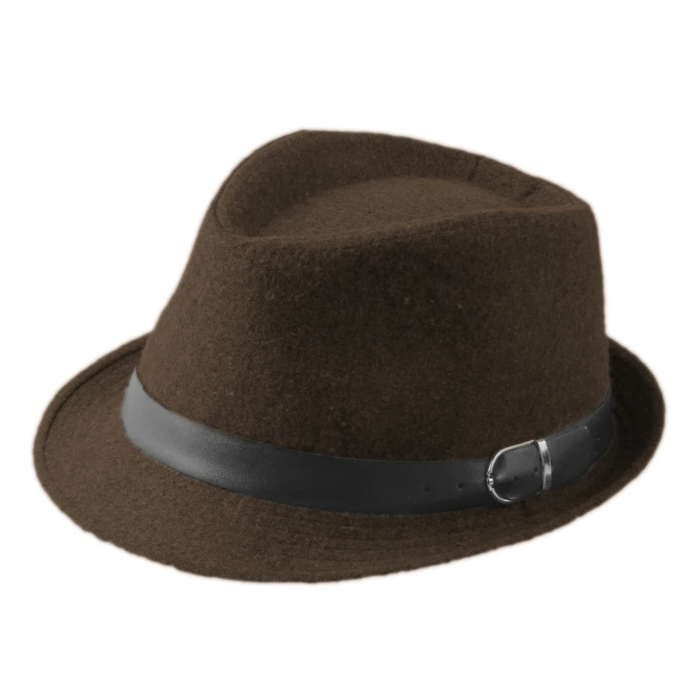 Coffee Mistdawn дети мальчики девочки хлопок Fedora Hat Трилби дети Gangster Кепки зима-осень Джаз Кепки s кожаный ремешок Размеры 54 см - Цвет: Coffee