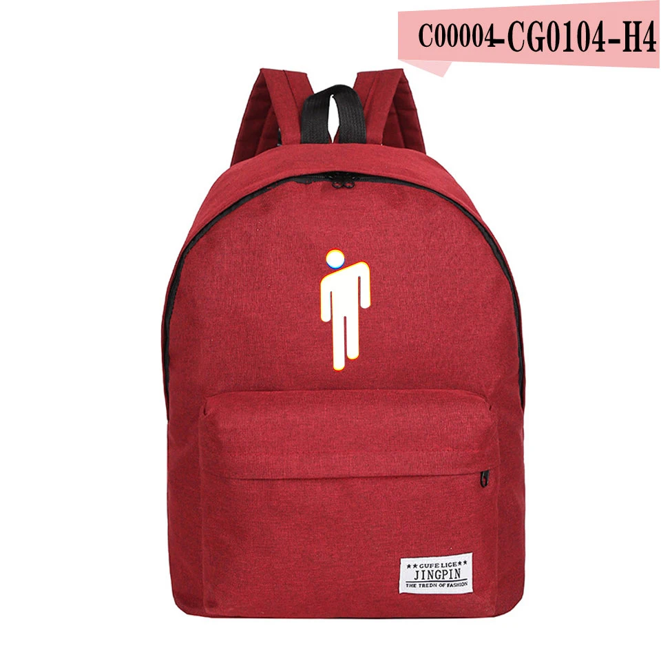 Певица Билли эйлиш забавная сумка рюкзак harajuku Kpop mochila хип-хоп подростковые школьные крутые сумки Billie Eilish Высококачественная сумка - Цвет: Dark red