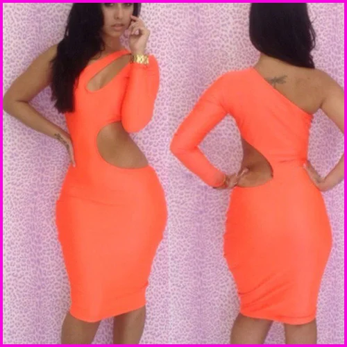 New Arrival Custom Made Novelty Sexy Lady Summer Bandage Bodycon Clubwear Party Evening Dress One Shoulder Mulheres Vestido | Женская