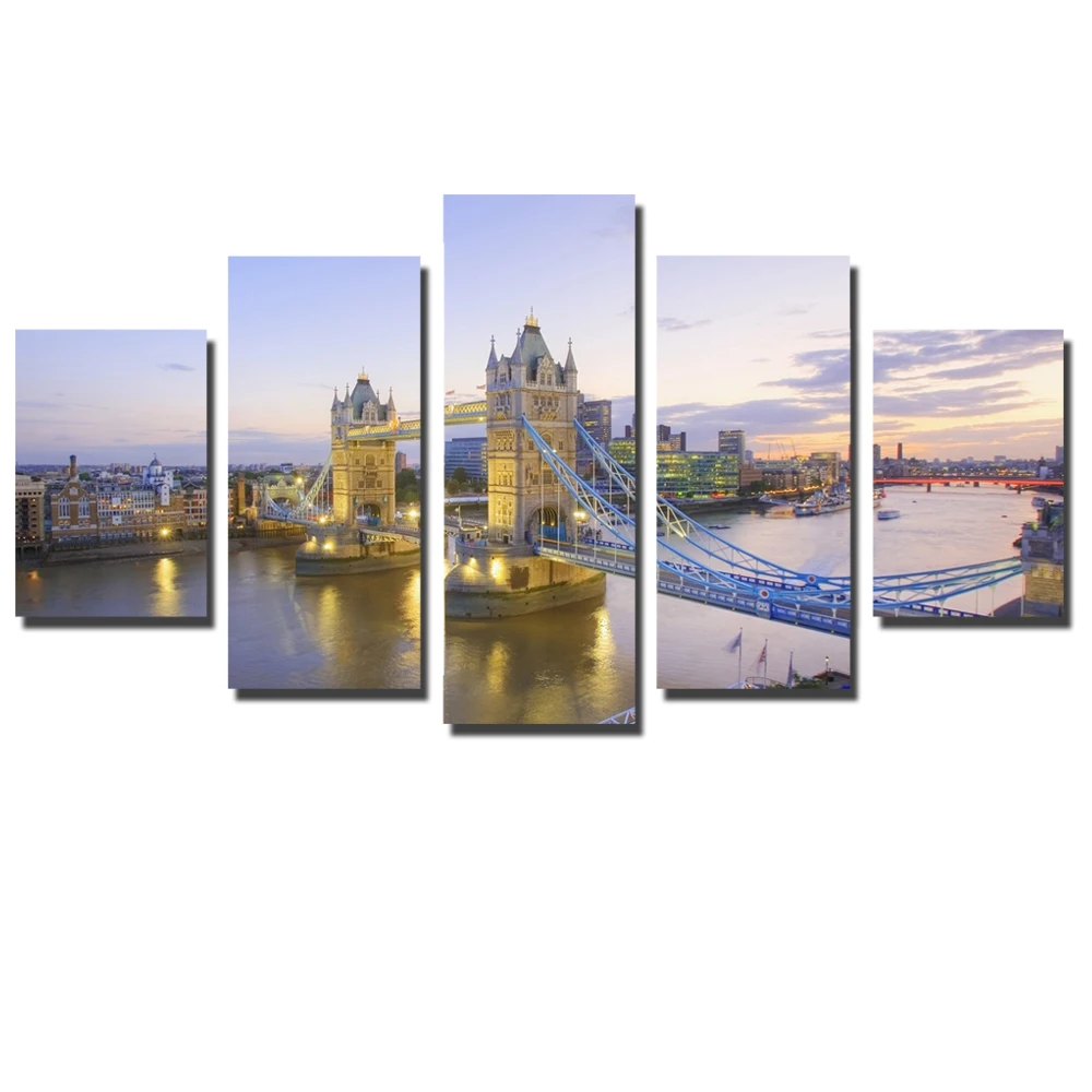 No Frame Mordern Building Canvas Painting Wall Art Nordic Decoration Modern Pictures Home for Living Room 5Pcs | Дом и сад