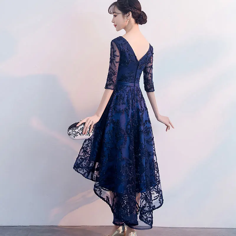robe de soiree 2019 nouvelles High-end evening dress female V-neck simple party noble medium long | Свадьбы и торжества