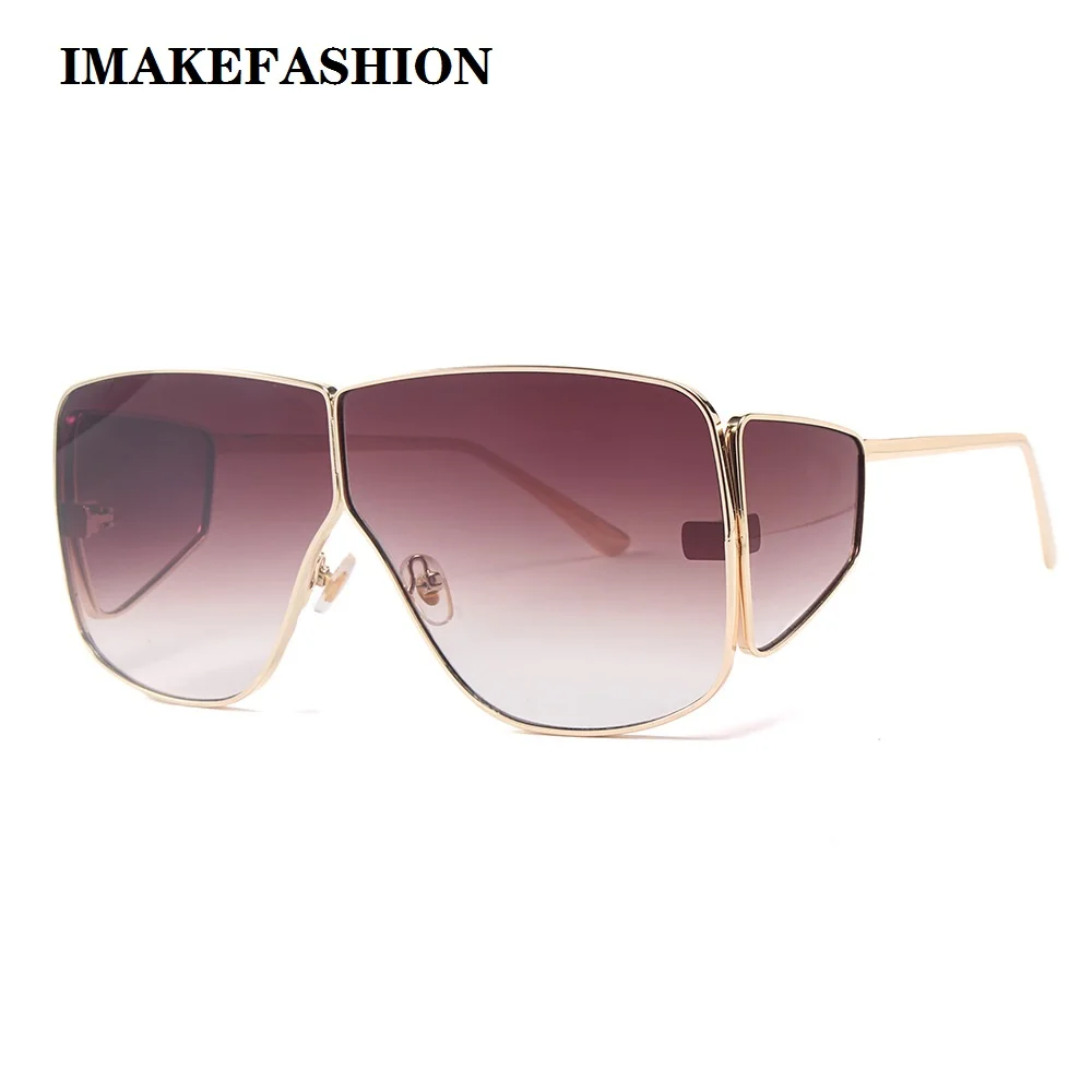IMAKEFASHION четыре объектива Солнцезащитные очки негабаритных мужчин и женщин QNIQUE дизайн JWW1902 - Цвет линз: BROWN LENS