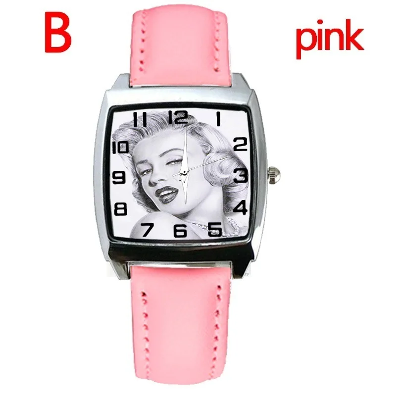 2019 Новые квадратные женские Студенческие Кварцевые часы Мэрилин Монро