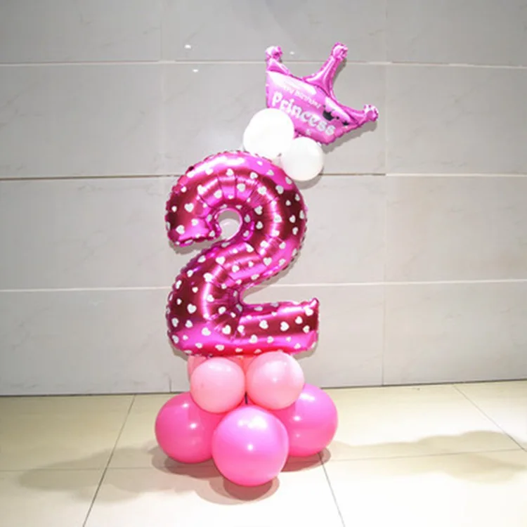 17pcs pink 2 LAPHIL счастливый первый праздничный колпак декоративная крышка один Принцесса Корона ребенок 1-й 2-й 3-й день рождения украшения Дети 1 Год Вечерние Suppl - Цвет: 17pcs pink 2