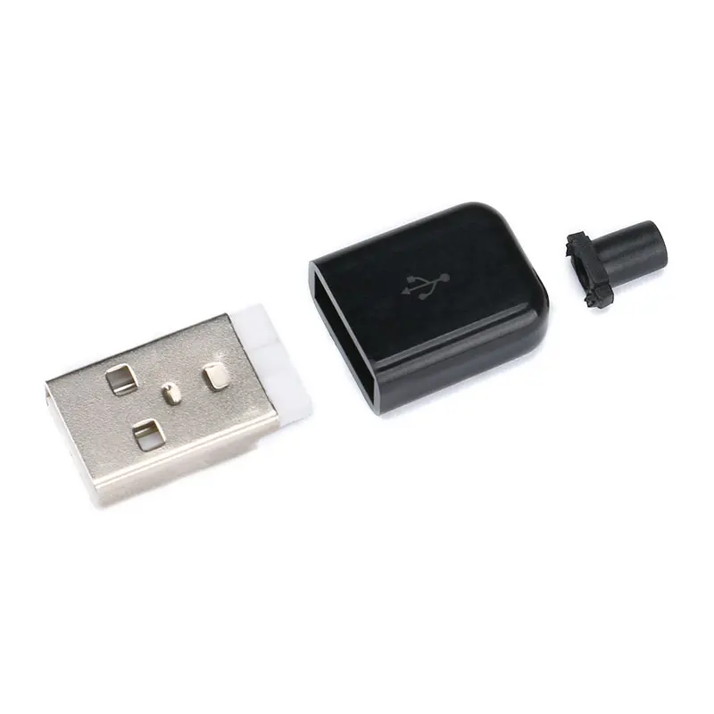 10 шт./лот, Черный Micro USB штекер, USB разъем, сделай сам, комплект с чехлами, сварка данных, интерфейс OTG, кабель для передачи данных, аксессуары