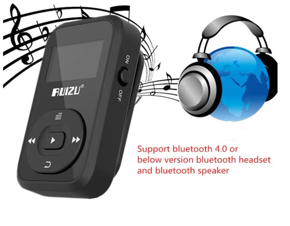 Оригинальный Мини Спортивный Bluetooth MP4 плеер RUIZU X26 с клипсой 8 ГБ FM рекордером