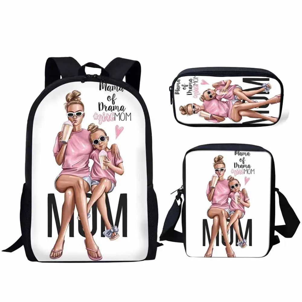 YQ3994CEK FORUDESIGNS/queen принцессы супер для мамы, одежда для малышей с принтом; Одинаковая одежда школьные сумки для девочек 3 шт./компл. Начальная школа сумка для детей школьного рюкзака - Цвет: YQ3994CEK