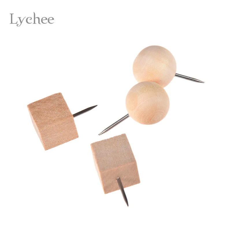 Lychee Life 10 шт./компл. деревянные квадратные круглые креативные штифты Thumbtack DIY