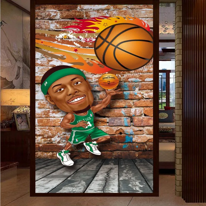 Free Shipping 3D cartoon basketball office decoration bedroom lobby mural bathroom restaurant wallpaper | Обустройство дома