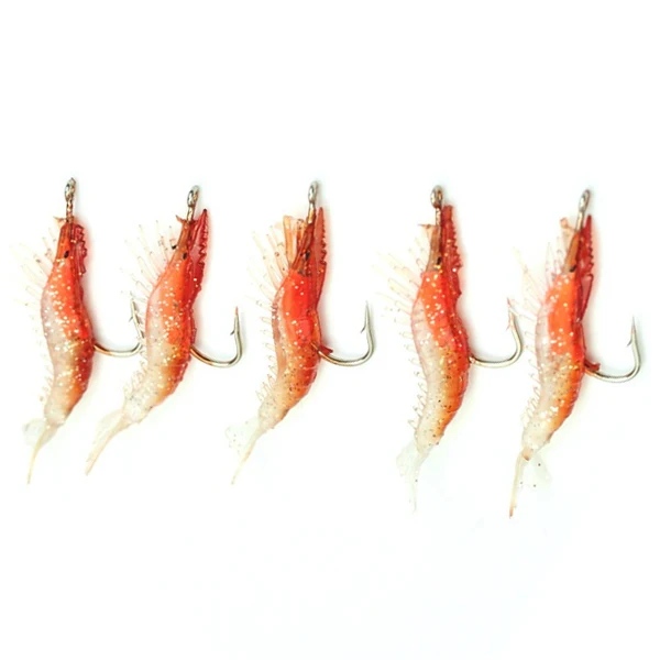 SEWS 5Pcs красная Рыбная Приманка Мягкая силиконовая креветка рыболовная приманка с