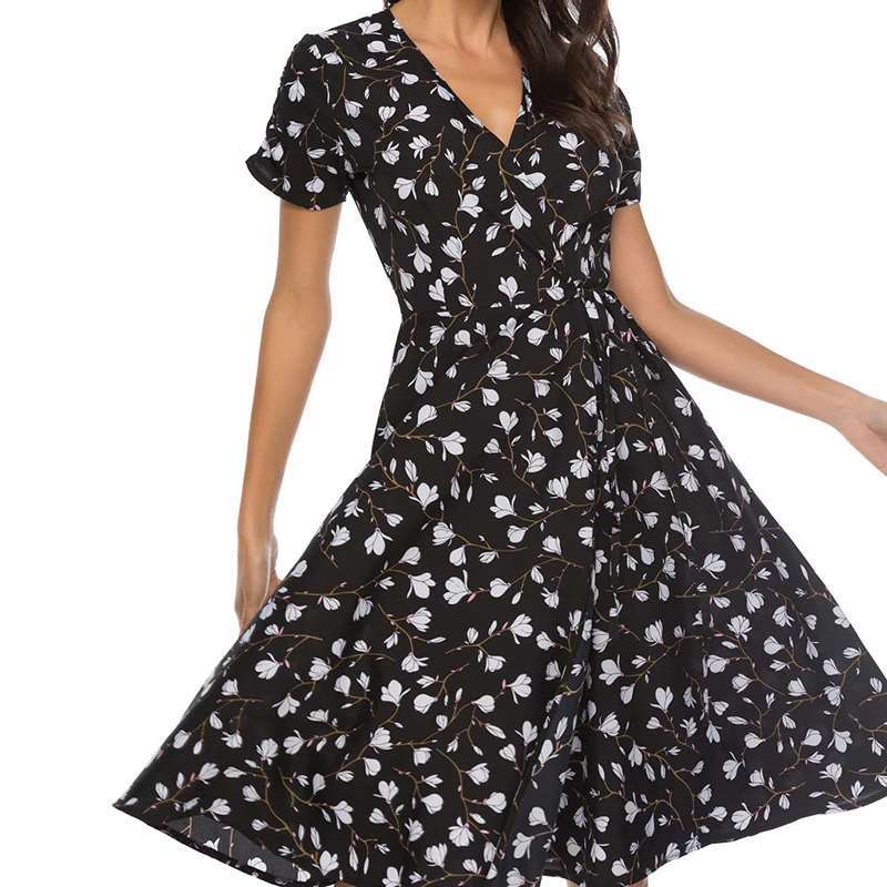 Vestido женское платье шифон этнический отдых цветок v образный вырез богемное