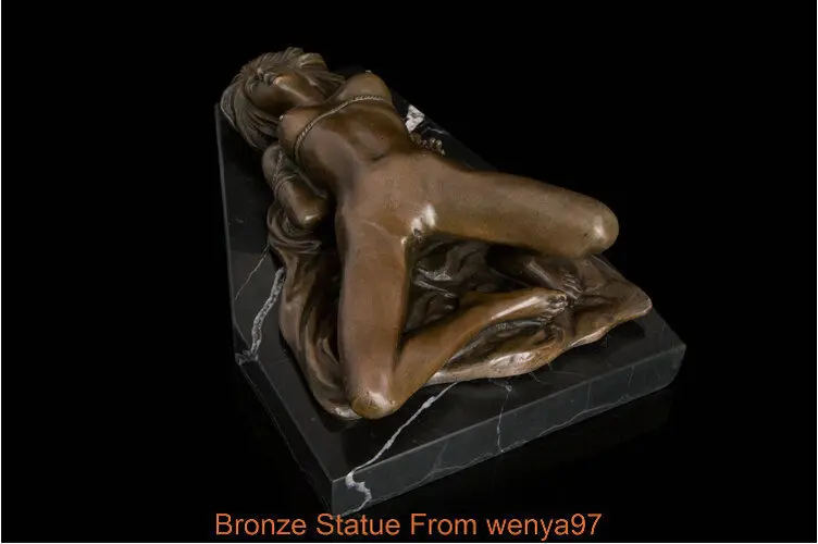 СС Арт Деко скульптура Сексуальная красивая голая женщина Бронзовая статуя QQ|statue