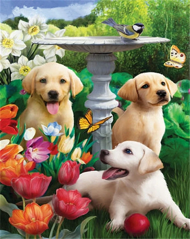 5D completo Quadrado Diamante Diy Bordado Labrador Cão de estimaço 3D Foto Pintura Mosaico Стразы Artesana | Дом и сад
