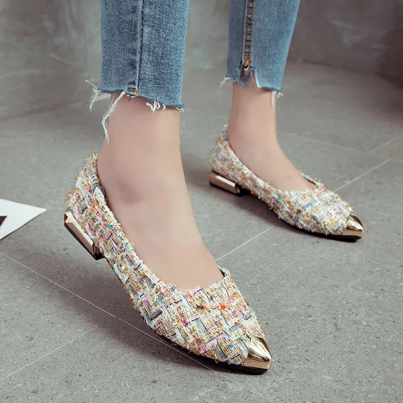 Балетки женские блестящие плоская подошва квадратный носок бант без застежки