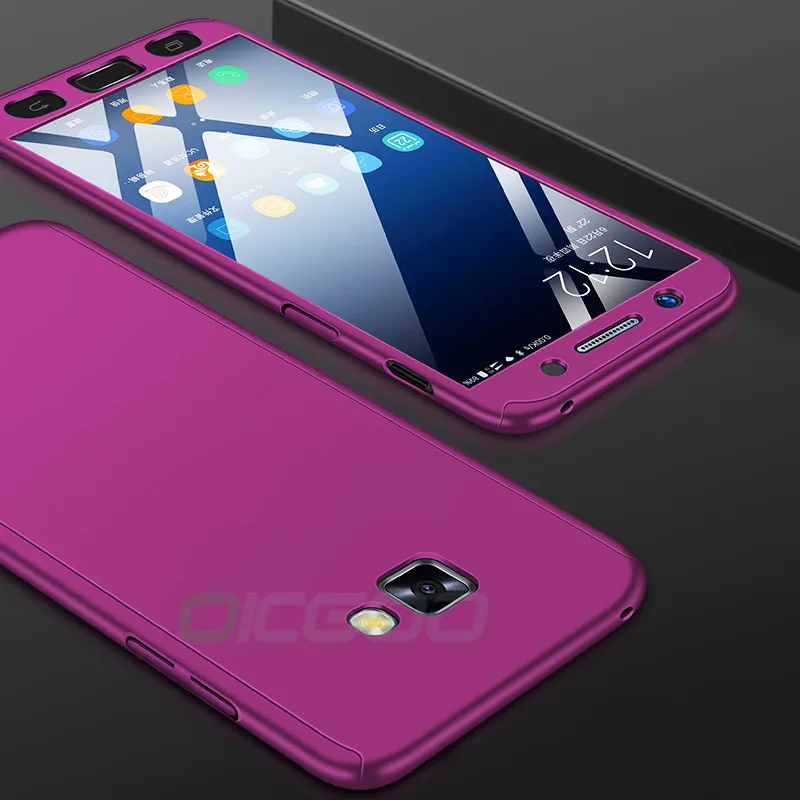 360 Прозрачный чехол для телефона с противоударной чехол s для samsung Galaxy A8 A6 J4 J6 плюс A5 A7 полное покрытие чехол s для samsung J5 J7 A3 A5 A7 чехол - Цвет: Фиолетовый