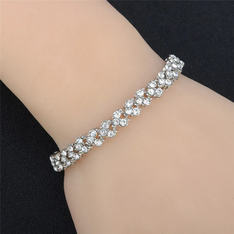Изысканный Кристальный браслет простой и 3 вида цветов для женщин Pulseras Mujer