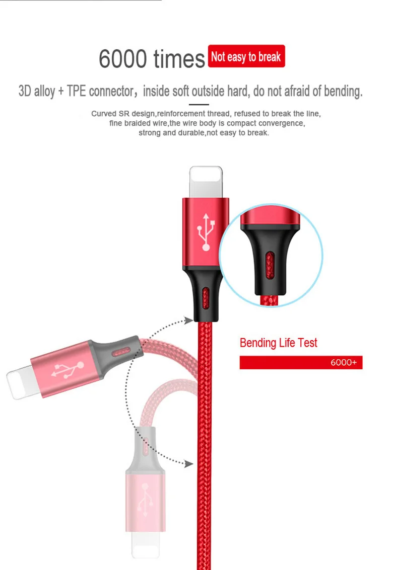 NOHON 3 в 1 type C 8Pin Micro USB кабель для iPhone 8X7 6 6S Plus iOS 10 9 8 samsung Nokia USB кабели для быстрой зарядки шнур