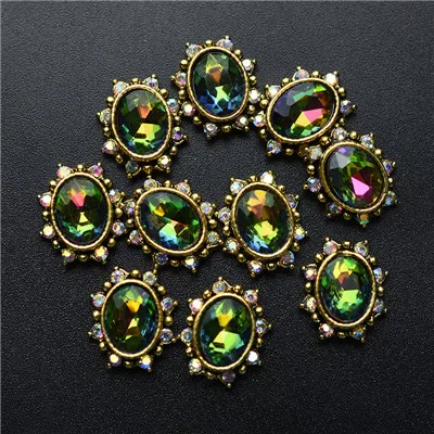 10Pcs-oval-Colorful 10 шт 3D Стразы для ногтей, блестящий кристалл алмаза для ногтей, металлические украшения для ногтей, украшения DIY, амулеты - Цвет: 10Pcs-oval-Colorful