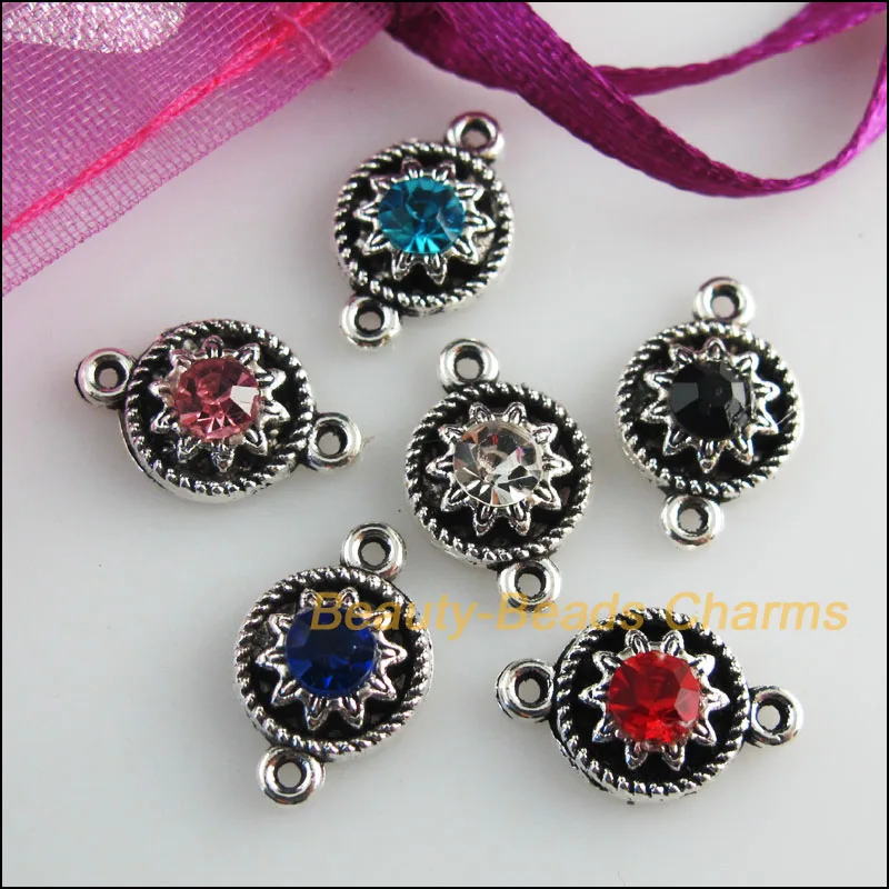 Новый 30 шт. Тибетский серебристый цвет Смешанные Подвески в форме хрустальных