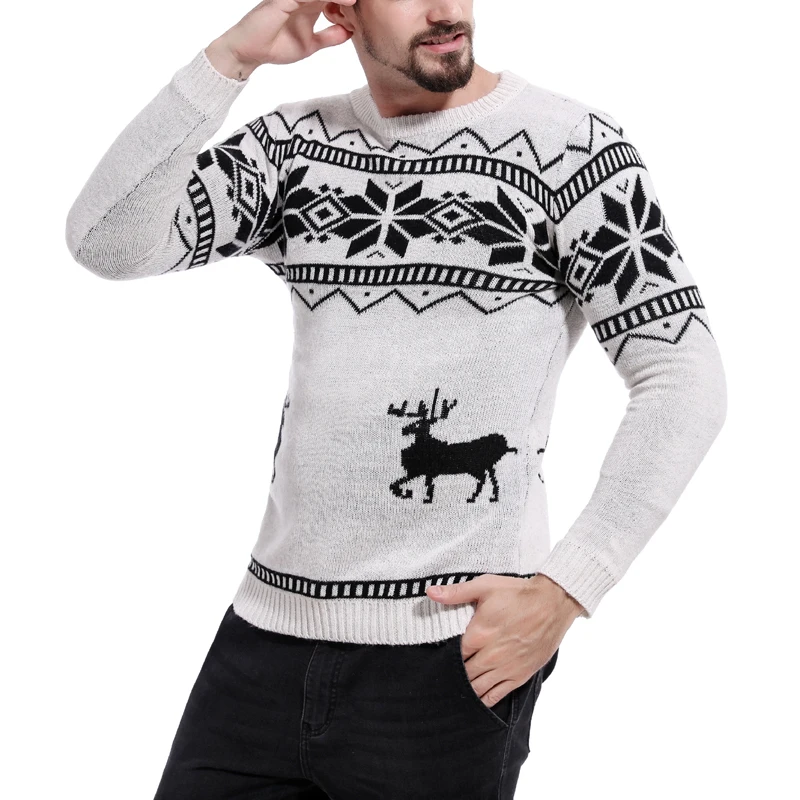 GNIBIEL 2018 для мужчин свитер Рождество олень бег объем полые водолазка Slim Fit