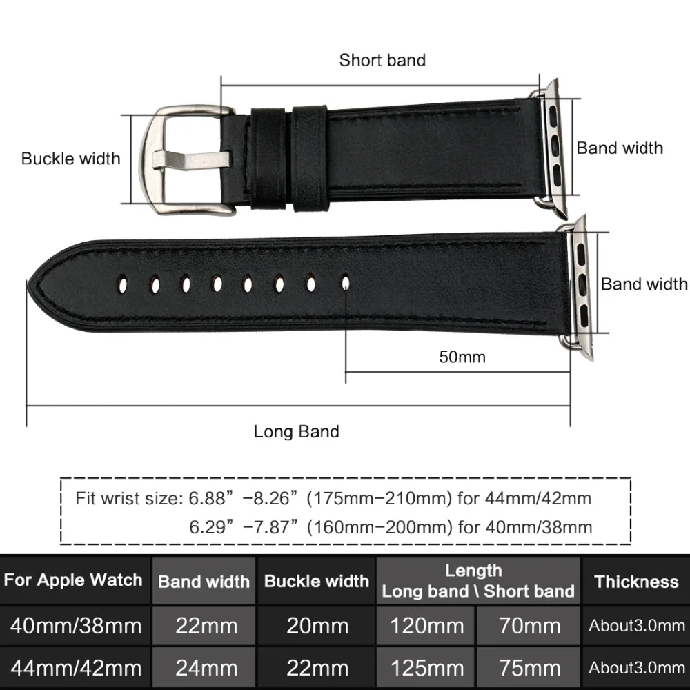 Ремешок для часов MAIKES из натуральной кожи Аксессуары Apple Watch Band 40 мм 38 и Bands 44 42 iWatch 4