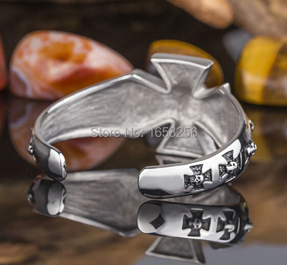 Браслет манжета мужской из нержавеющей стали с черепом 111 г|bangle cross|jewelry leopardbangle style