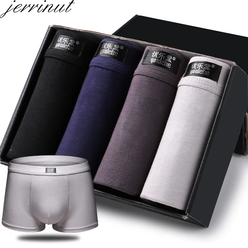 jerriunt 4Pcs/lot Mens Boxers Sexy Breathable Underwear Soft Men Solid Boxer Shorts Cueca Boxer Men XXL XXXL Male Boxer Panties трусы мужские мужские трусы нижнее белье трусы мужские боксеры боксеры мужские тр