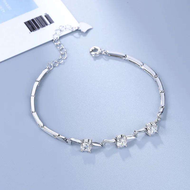 

New Fashion Jewelry Adjustable Bracelet For Women Pave AAA Cubic Zirconia High Quality Simple Silver Charms Crystal Blacelets
