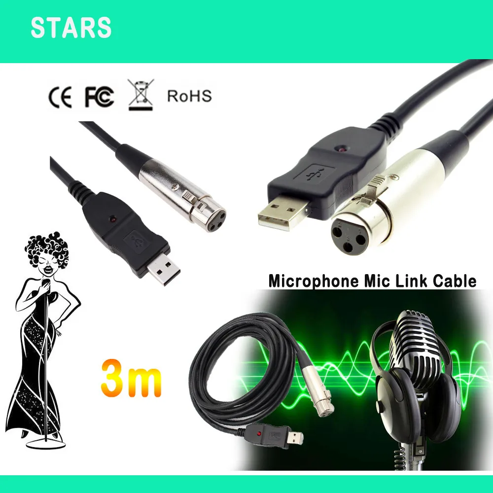 Для ноутбука MAC USB микрофон Mic Link кабель адаптер мужской XLR Женский для ПК