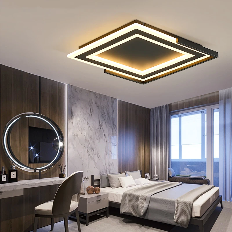 

Новая квадратная светодиодная люстра Diameter400/520 мм черный/белый отделка Современные светодиодные люстры для гостиная Спальня хозяйственная ...