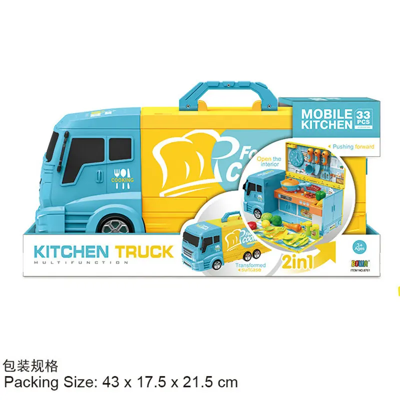 

Kitchen Truck 2IN1 Miniature Food Cooking Tools Kids Kitchen Toys for Children Girl Pretend Play Educational Toys