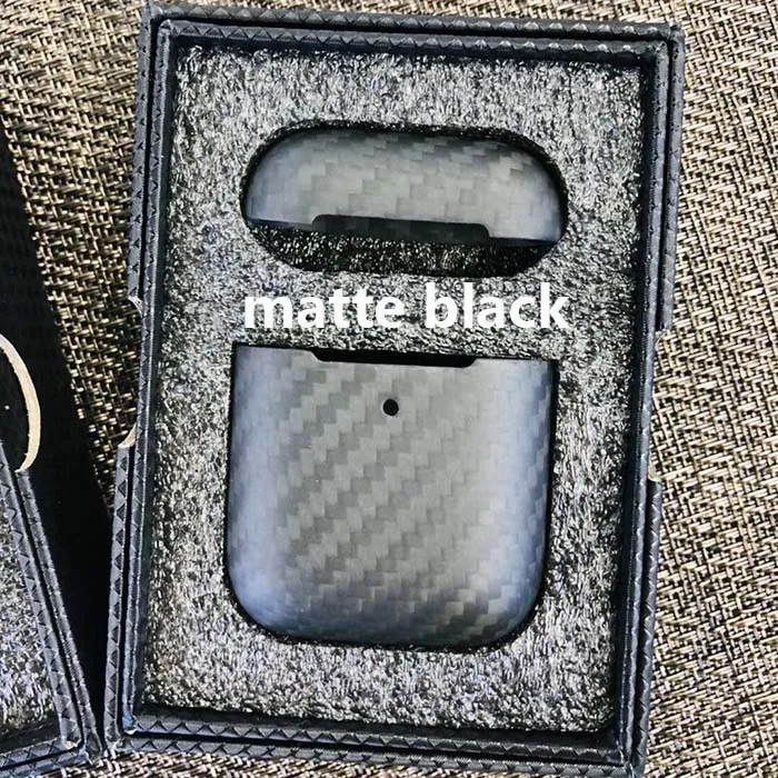 Matte Black Чехол из настоящего углеродного волокна для Apple AirPods 2 роскошный тонкий светильник защитный чехол из углеродного волокна для наушников для AirPods 2 аксессуары - Цвет: Matte Black