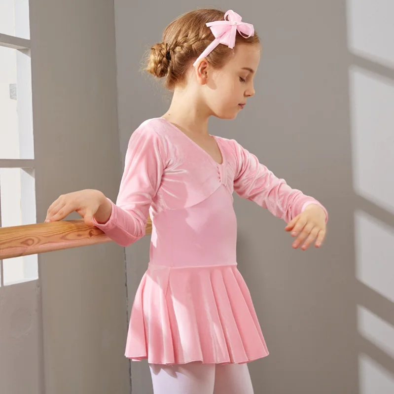 Sakura Pink Танцевальное платье, балетное платье, балетное платье-пачка для девочек, детское платье для танцев, тюль с длинным рукавом, высокое качество - Цвет: Sakura Pink