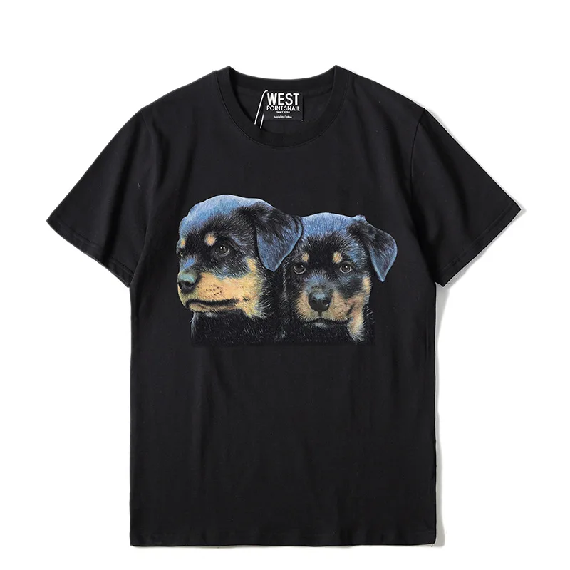 

New High 2019 Men gentleman Double Small hounds T Shirts T-Shirt Hip Hop Skateboard Street Cotton T-Shirts Tee Top kenye G23