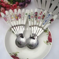 the value of bone handle stainless steel round large ceramic spoon handle 18 8cm korea public tableware spoon