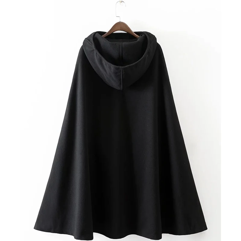 SWYIVY Casual Women Coat Winter Hooded Cloak Sleeveless Pullover Long Cape Costume Halloween Cosplay Outerwear Poncho |