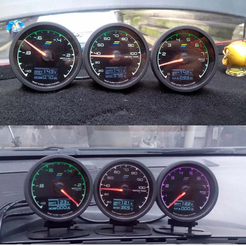 Niversal Racing Gauge RPM Тахометр светильник GReddi 7 цветов ЖК дисплей измеритель напряжения