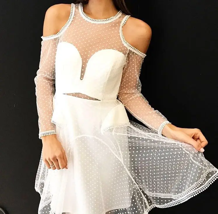 Модные кружевные белые и черные цельный короткое платье леди милый Новый Off-плечо