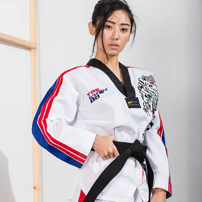 Новинка TKD Tae Kwon Do Korea V образный вырез для женщин и мужчин униформа WTF 160 190 см|tkd